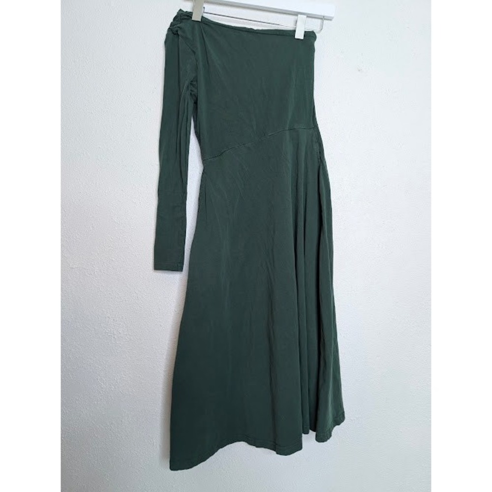 PACT Womens Mountain‎ View Fit & Flare One-Shoulder Midi Dress Size Small Green